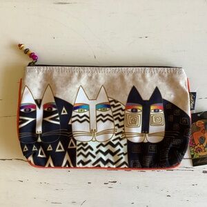 NWT LAUREL BURCH CATS Zippered Accessory Makeup Coin Bag Pouch 10" x 6"